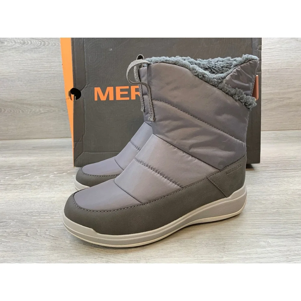 Merrell Juno Bluff Polar‎ Women's Waterproof Boots Grey 6.5 Quilted Insulated